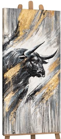 YS -Arte Animales Pintura acrílica sobre lienzo Hermoso Negro y Oro pintado a mano Mural Sala de estar Moderna Decoración del Hogar Cuadros Oficina Arte Real 115x50 cm