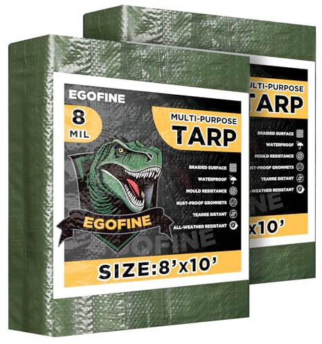 Tarpaulin 2x3m, 2 Pack Tarpaulin Waterproof Heavy Duty, Large Camping Cover Sheet with Metal Grommets, Multipurpose Groundsheet with UV Protection, Weatherproof & Frost-Resistant,8 Mil,Green