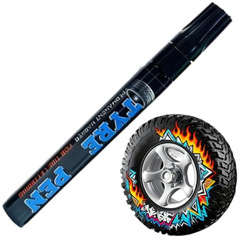 Pen for Writing on Tyres with Paint, Permanent and Non-Badeable Fast Drying Tire Marker Pen for Painting and Drawing on Wheels and Rubbers for Vehicles Motorcycles Bicycles Me