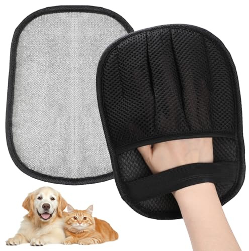 Bighan 2Pack Pet Hair Removal Gloves, Double-Sided Cat Grooming Glove,Static Dog Removal Gloves For Dogs & Cats,Reusable Deshedding Pet Glove For Bed,Carpet,Clothes,Sofa