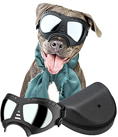 NVTED Dog Goggles Big Area Dog Sunglasses, Large Breed Windproof Snowproof Eye Protection Pet Glasses for Outdoor Driving Cycling (Large)