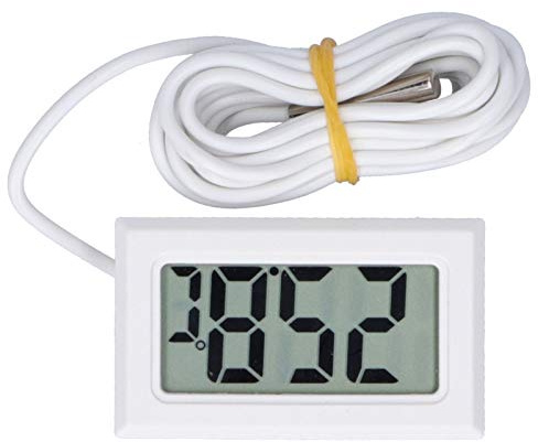 Termometro Digitale Lcd Con NPT, Mini Monitor Elettronico Della Temperatura LCD da -50 A 110 °C Con Sonda Esterna, per Frigoriferi, Congelatori, Acquari (Bianco)