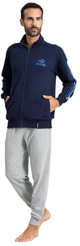 Intimitaly Be-Active Herr Fransk Terry Bomull Höst Vinter Overall med dragkedja och fickor på jackan och byxan med resår i fotleden, GCMC07, XXL