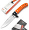 DMAX® Elk Hunter - feststehendes Jagdmesser mit G10 Griff orange - robustes Pfadfinder Fahrtenmesser mit Lederscheide schwarz - stabiles Full Tang Gürtelmesser mit extra scharfer Drop-Point Klinge