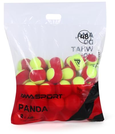 AMA SPORT Tennis Balls 48 Pack 75% Low Compression Stage 3 Red Dot Training (Transition) Balls for Beginners Youth Training Practising Playing Ball