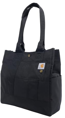 Carhartt Vertical Snap Tote, Durable Water Resistant Tote Bag with Snap Closure, Black