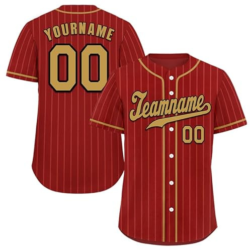 coolcustomize Camiseta de béisbol personalizada para hombre, con botones, camiseta deportiva de hip hop, camiseta de entrenamiento de sóftbol, uniforme cosido/impreso con nombre/número para mujer y
