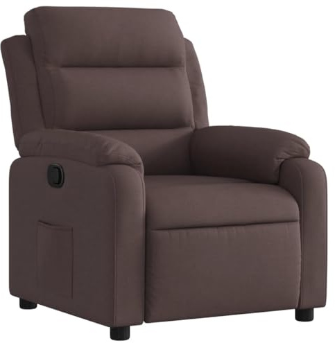vidaXL Sillón Reclinable, Silla con Respaldo Reposabrazos, Sillón de Televisión Relax Descanso, Asiento para Salón Hogar, Tela Marrón Oscuro