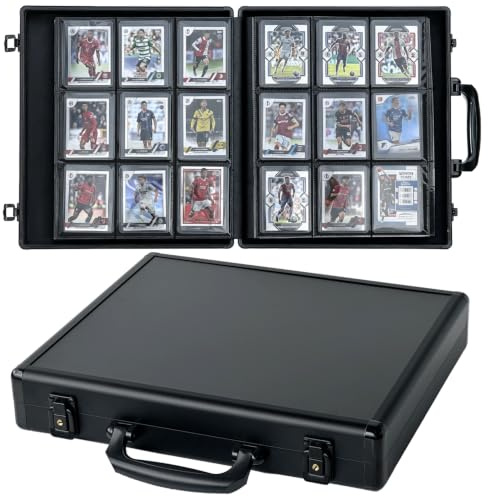 Azamou Toploader Binder for Trading Cards, Hard Cases, Holds 216 Toploaders, 9 Pocket Sleeves for 3 x 4 Cards (Black 216-Toploaders)