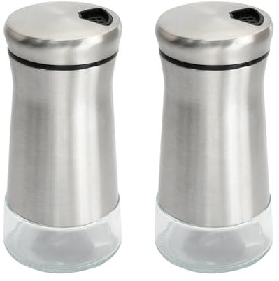 Saliera Resistente All'Umidità Grande Capacità Sale E Pepe Set Realizzato In Vetro E Acciaio Inossidabile Saliera Da Cucina Con Foro Di Versamento Regolabile