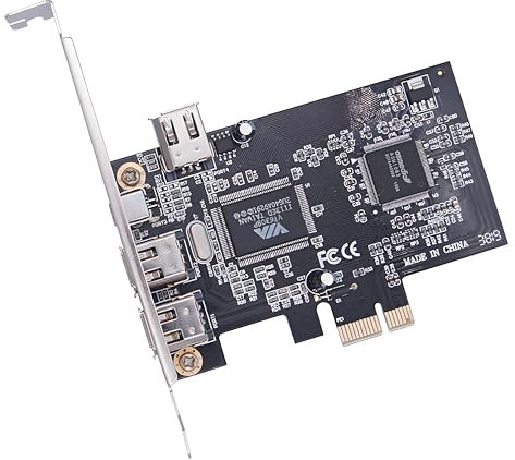NFHK Carte PCI-E 1X 4X 16X vers Firewire 400, Carte de Capture IEEE 1394a PCI Express 4 Ports, Adaptateur IEEE-1394 400 Mbps 6 Broches et 4 Broches pour Windows, Mac OS et Linux