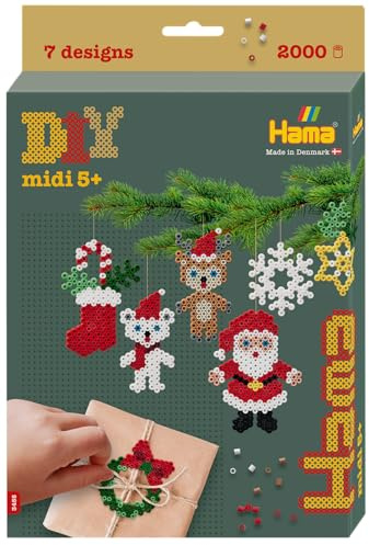 Hama Beads | Approx. 2.000 Cuentas, 1 Tablero Hexagonal Mediano n.º 329, Hoja de diseño Impreso a Color, Instrucciones y Papel de Ironing.