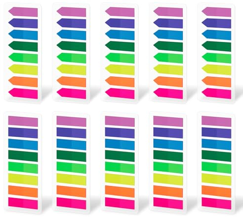 JEFURE Marque Page Adhesif Transparent, 2000 Pièces, 8 Couleurs, 2 Formats | Sticky Notes Inscriptibles, Index Tabs Repositionnables, Notes Adhésives pour Livres, Cahiers, École, Bureau, Maison