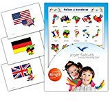 Country and Flags Flashcards in Spanish Language - Flash Cards with Matching Bingo Game for Toddlers, Kids, Children and Adults - Size 4.13 × 5.83 in - DIN A6