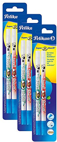 Pelikan 258M/2/B - Borrador de tinta Super-Sheriff punta M, multipunta (1, 3 paquetes/M)