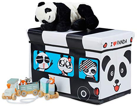 Relaxdays Baule Portagiochi, Ceste Portaoggetti, Contenitore con Coperchio Imbottito, Bambini, 34 x 49 x 31 cm, Bianco