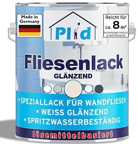 Plid® Fliesenfarbe Badezimmer & Küche [FEUCHTIGKEITSBESTÄNDIG] Fliesenlack Cremeweiß 0.75l fürs Bad - Fliesen neu streichen & lackieren im Innenbereich - 3in1 Fliesen Farbe Lack - Made in Germany