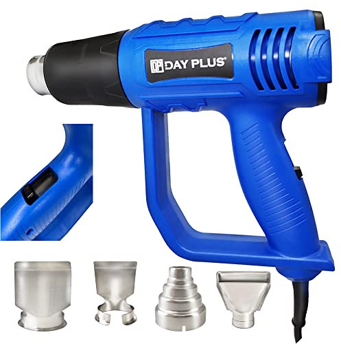 Pistola termica fai da te, 2000 W, 300 – 600 °C, due riscaldatori regolabili in temperatura, 32000 giri/min, con 4 ugelli