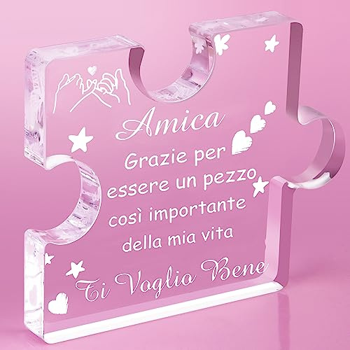 PulangRen Regalo Amica, Regalo Amica Compleanno, Puzzle A Blocchi in Acrilico Inciso, Regali Migliore Amica Compleanno Natale