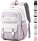 IBALULU Schulrucksack Teenager Mädchen - 30L Schulranzen für Mädchen Jungen 3. - 5. Klasse, Großer Rucksack für Mittel- und Oberstufe, Lässiger Kinderrucksack mit Mode Seil Charms(Weiß Lila)