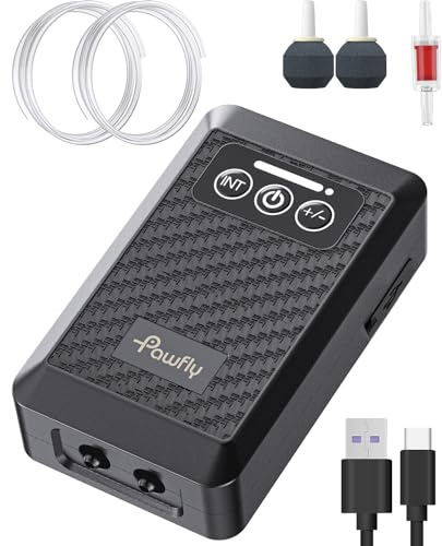 Pawfly Aireador de Cebo Vivo Ultra silencioso Bomba de Aire a batería Recargable USB para Cubo de Cebo de 40-230 L 190 L/H Bomba de oxígeno a batería portátil para apagones en Pesca al Aire Libre