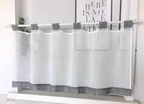 Vordesack Tenda corta con passanti, tinta unita, per finestra corta, 1 pezzo, grigio, altezza x larghezza 45 x 120 cm