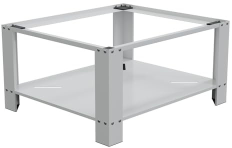 HAGO24 | Waschmaschinen-Untergestell 63x54x32cm | Weiß | Sockel 40cm Höhe | Ablage Unterbau | Gummifüße | Rückenschonend | Ablagefach | 150kg Traglast | Vibrationsschutz