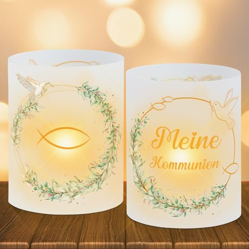 12 portacandele da tavolo per comunione, decorazione per la comunione, per ragazzo, per la prima comunione, adatto per lumini o candele