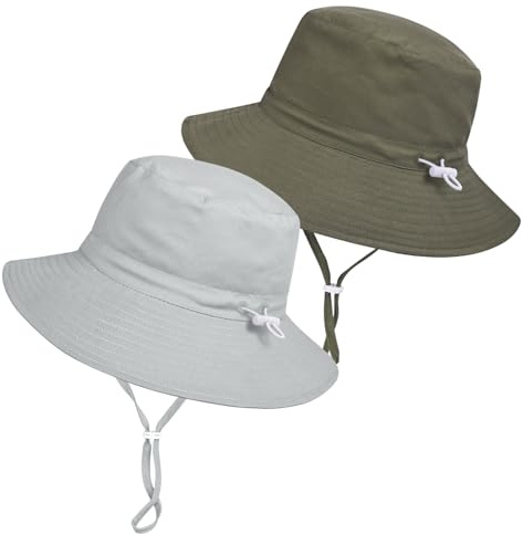 Baby Toddler Sun Hat,Boys Girls Adjustable Bucket Hat for Kids UPF 50+ Sun Protective Child Summer Beach Hats 2-5 Years