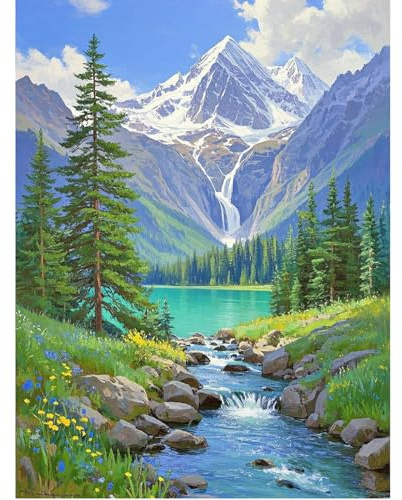 SHEGZHUC 40 x 50 cm Diamond Painting adulto montagna paesaggio laghi pittura diamante quadri cascata montagna mosaico ricamo punto croce arte regalo decorazione da parete per camera da letto soggiorno