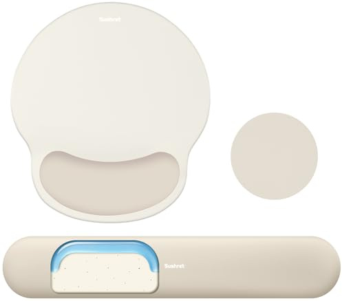 Sushret Mauspad & Tastatur Handballenauflage, 3-in-1 Ergonomisches Gel Memory Foam Handballenauflage mit Handgelenkstütze, Gaming Mauspad Armauflage für Computer Büro Schreibtisch Zubehör, Khaki
