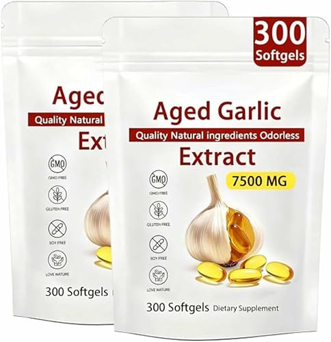 Extracto de ajo madurado – 300 cápsulas de 7500 mg de ajo orgánico inodoro ,2pcs