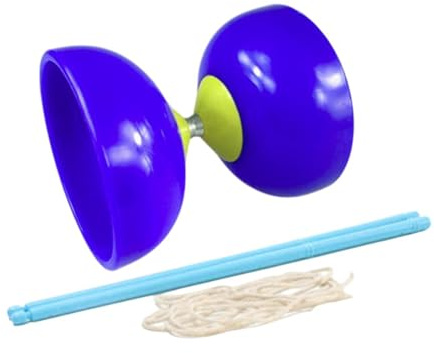 Zxpjkyu Diabolo Giocattolo Giocoliere Cuscinetto Doppia Ciotola Interattivo Bastone Flessibile in PP per Bambini, Adolescenti E Adulti attività all', Blu