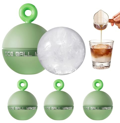 Stampo Silicone per Ghiaccio Palla - Silicone da 6,5 cm Riutilizzabile Antiaderente 4 Pezzi,Stampo Sferico Divertente per Ghiaccio,per Whisky, Caffè, Birra, Bevande Fredde, Feste,