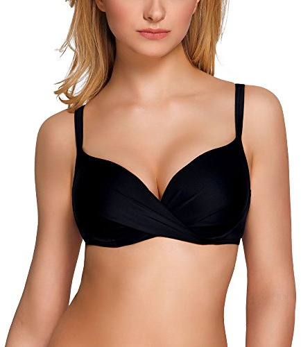 Vivisence 3209 Reggiseno Bikini Liscio Monocolorato Uniforme Coppe Imbottite - Fabbricato in UE, Nero,1D