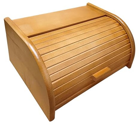 Panera de madera con tapa corredera de madera densa - Grande - MARRÓN CLARO