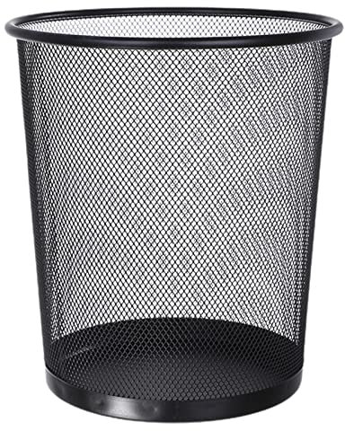 CABLEPELADO Papelera Malla Metalica, Cesto basura redondo metálico, Papelera Reciclaje, Cubo de Basura, Papelera Escritorio, Papelera Baño, 27 cm alto x 23.5 cm diámetro, 12 Litros (Negro)