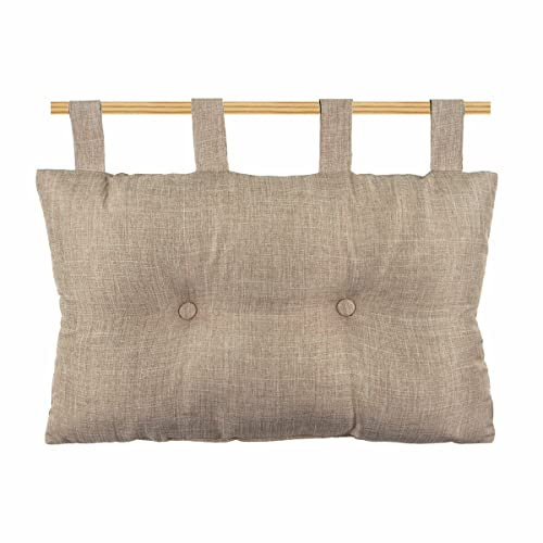 Caritex Cuscino Testata Letto Con Passanti a Strappo, Cuscino Testiera Letto Imbottito Con Fiocco di Poliestere, Montaggio Rapido, con Bottoni Decorativi 45x70 cm Modello Bea S809 (Juta)