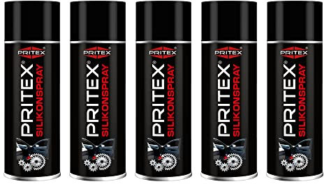 PRITEX – Silikonspray 5 x 400 ml schmiert, pflegt und schützt diverse Materialien – fettfreies Trennmittel für Kunststoff, Gummi, Holz & Metall – Gleitspray Pflegemittel Schmiermittel