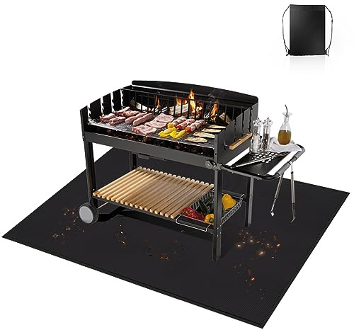 Grillmatta, golvskydd, vikbart brandsäkert underlag, värmebeständig, vattentät grillmatta för gasgrill, grillmatta av silikonglasfiber för eldstad, golv, eldstäder och gräsmatta (122 x 76 cm)