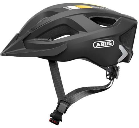 ABUS Stadthelm Aduro 2.0 - Allround-Fahrradhelm mit Licht - in sportivem Design für den Stadtverkehr - für Damen und Herren - schwarz/orange, Größe L