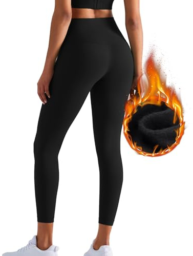 XDSP Termoleggings dam utomhus termoleggings midja fodrade leggings långa vinter varma sportleggings strumpbyxor skinka yogabyxor löparbyxor sportbyxor, svart, L