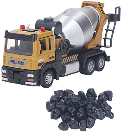 Barn Cementblandare Lastbil 1 32 Skala Mixer Lastbil Leksak med 360 Graders Roterande Legeringskonstruktion Levereras med Simuleringssandsten för Realistisk Lek 7 X 3 Tum Batteri
