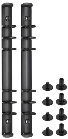 PATIKIL A5 6-Hole Ring Binder Mechanisms, 2 Set Binder Spines Replacement, Black