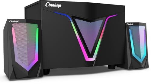 cinnkeyi 2.1 Lautsprecher-System mit Subwoofer Computerlautsprecher mit Subwoofer – PC Lautsprecher 3,5‑mm‑Audioanschluss/Bluetooth‑Eingang, Stereo Sound für PC, Laptop