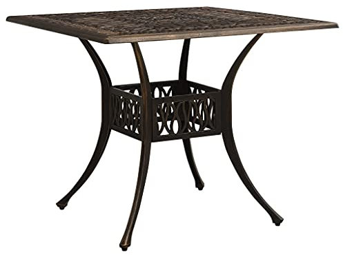 Jiangboyue-315588 Table de jardin en fonte d'aluminium Bronze 90 x 90 x 73 cm