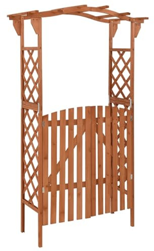 Gecheer Pergola avec portail 116 x 40 x 204 cm en bois de sapin massif, pergola de jardin, pergola à arc pour plantes grimpantes, râpe, support pour plantes grimpantes, arc pour roses, avec portail