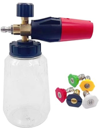 Schiuma per Auto,Per Idropulitrice con Doppio Connettore | Accessorio Lavaggio con 5 Ugelli per Esterno, Tetto e Pavimentazione