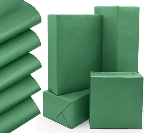 QRTDXP 5pcs 50 * 70cm Green Wrapping Paper Sheet,Solid Color ECO Kraft Gift Wrap Paper Perfect for Wedding Birthday Christmas Festival