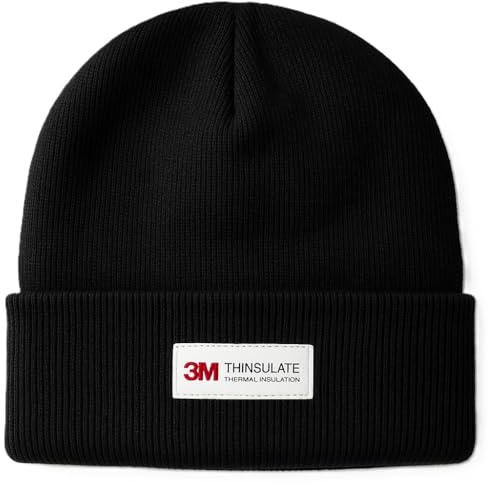 Outdoor World Thinsulate Waterproofed Beanie – Thermal Insulated Winter Hat for Men & Women – Windproof, Breathable Knit Cap for Hiking, Skiing, Fishing & Outdoor Work (Black, L/XL)